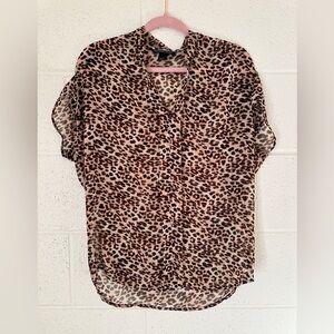 Victoria’s Secret Sheer Leopard Print Blouse | XS | Fall Layering Top